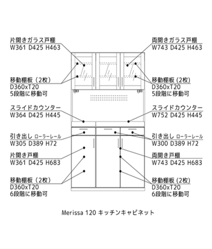 Merissa 120キッチンキャビネット